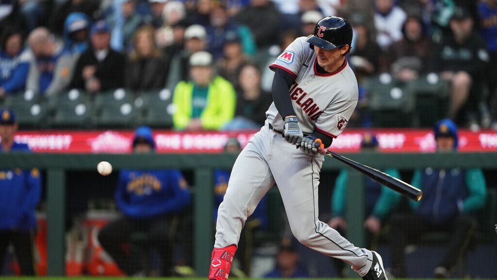 Guardians’ Chase DeLauter hurt after fouling pitch off foot