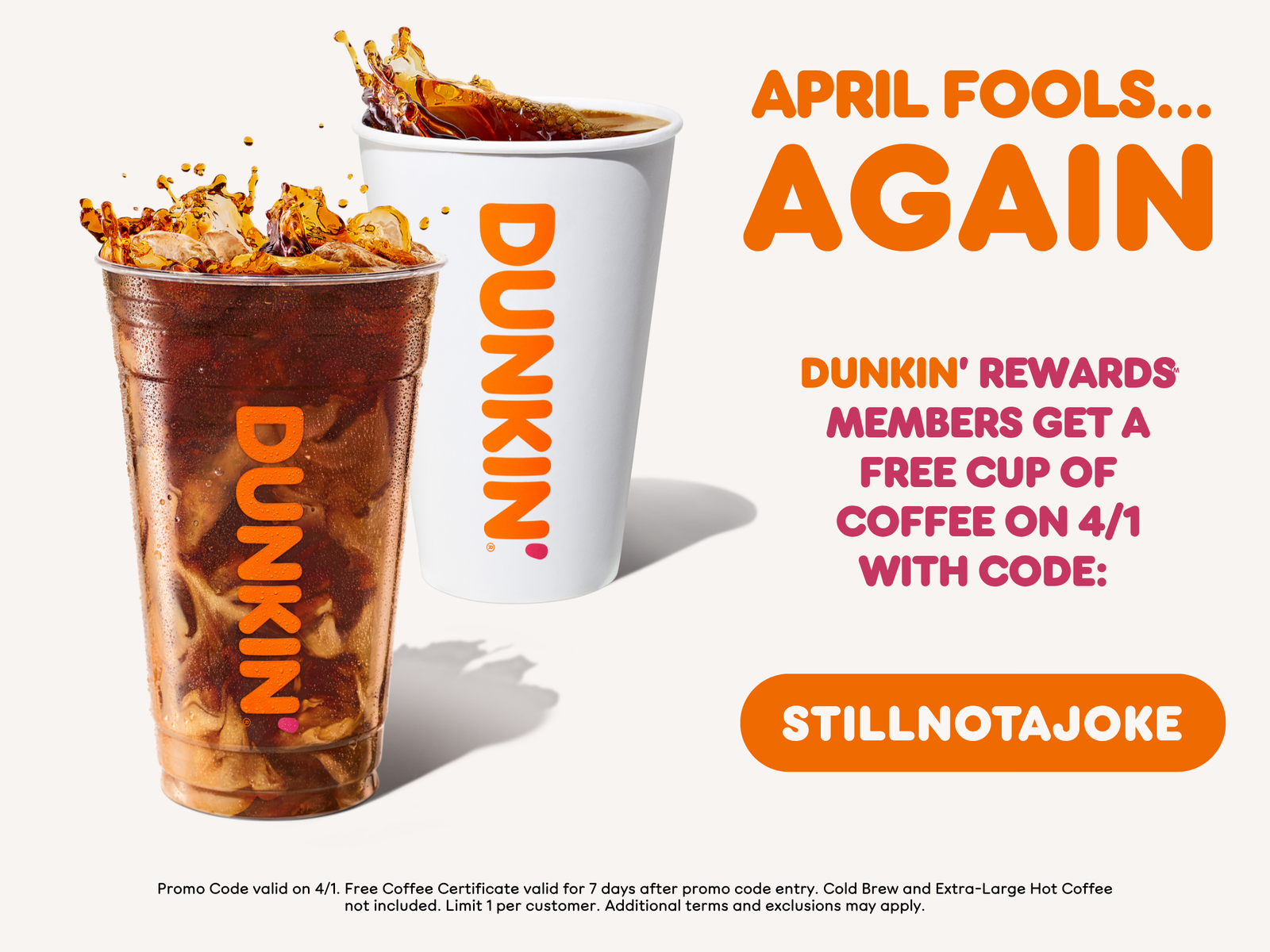 Still Not A Joke: Dunkin’® is Giving Away 1,000,001 Free Coffees This April Fools’ Day