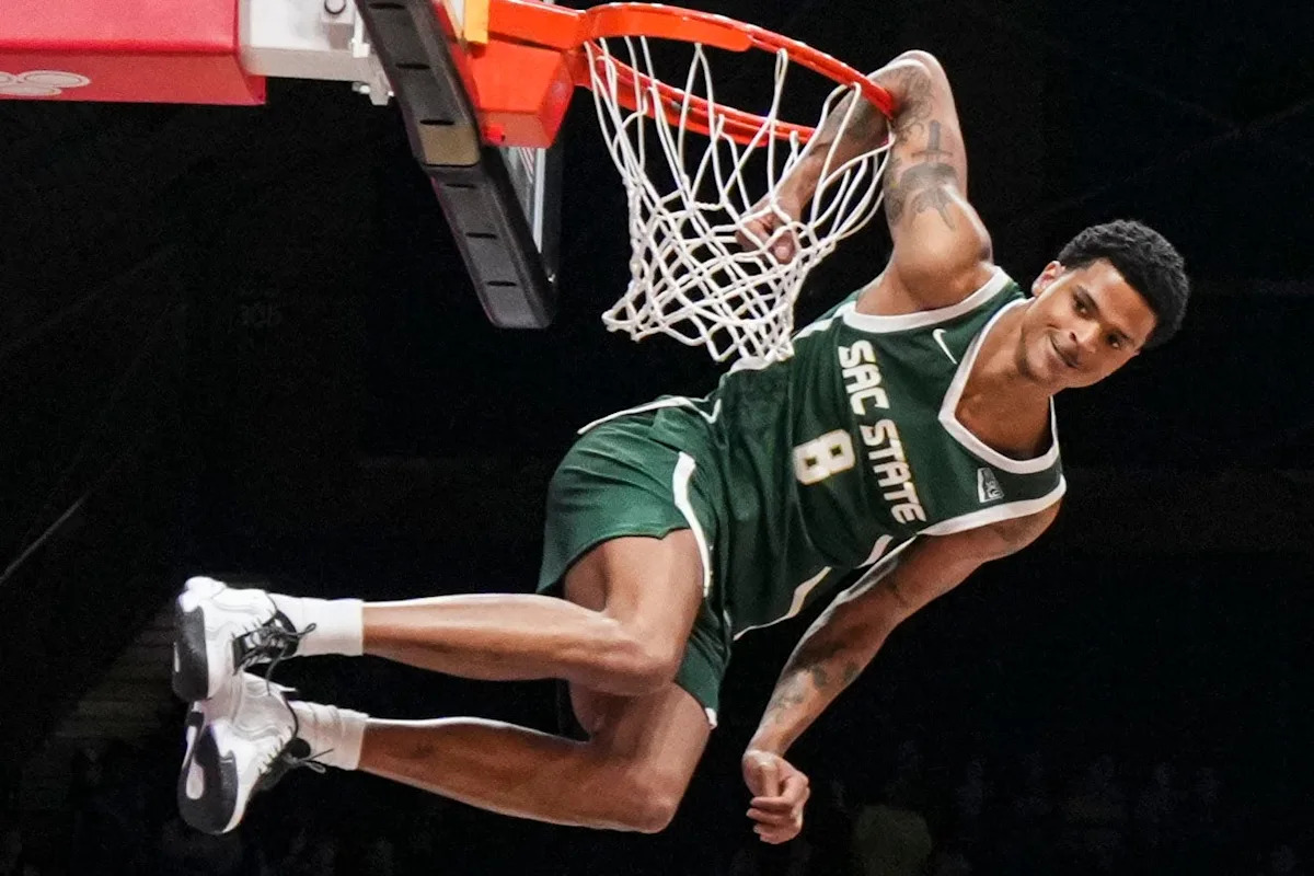 Shaqir O’Neal, son of Shaq, wins college slam dunk contest: Highlights